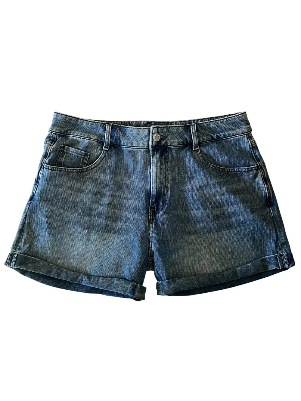 Halara High Rise Rolled Cuff Denim Shorts Dark Wash Size Large